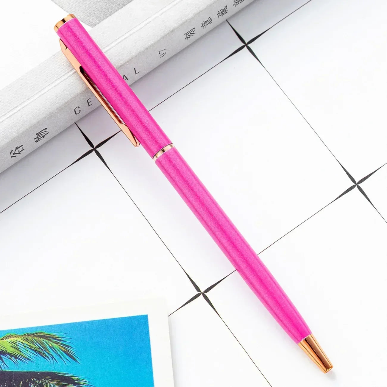 50 Pcs Metal Ballpoint Pen Rose Gold Pen Custom Logo Stationery Business Gift Lettering Engraved Name School&office Supplies