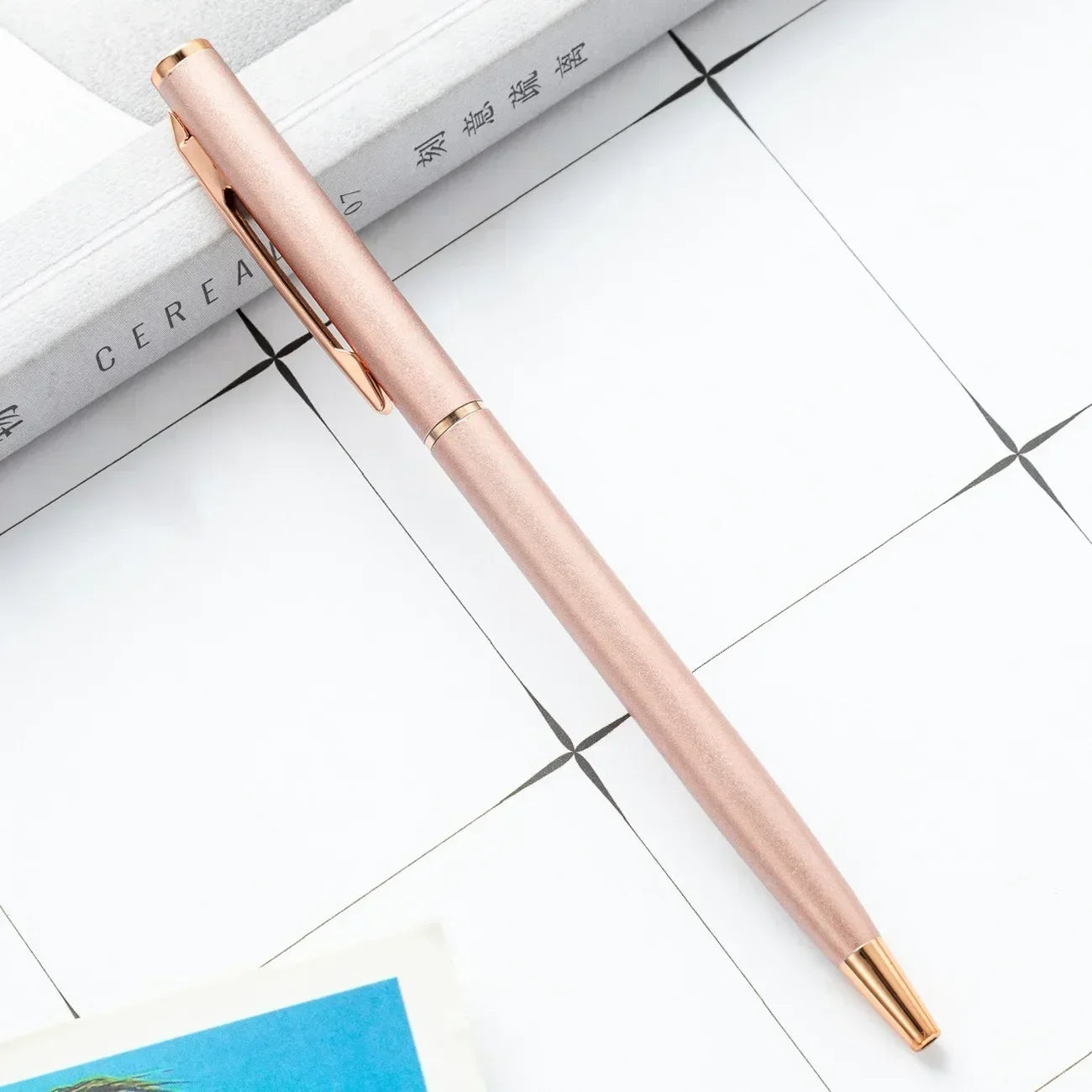 50 Pcs Metal Ballpoint Pen Rose Gold Pen Custom Logo Stationery Business Gift Lettering Engraved Name School&office Supplies