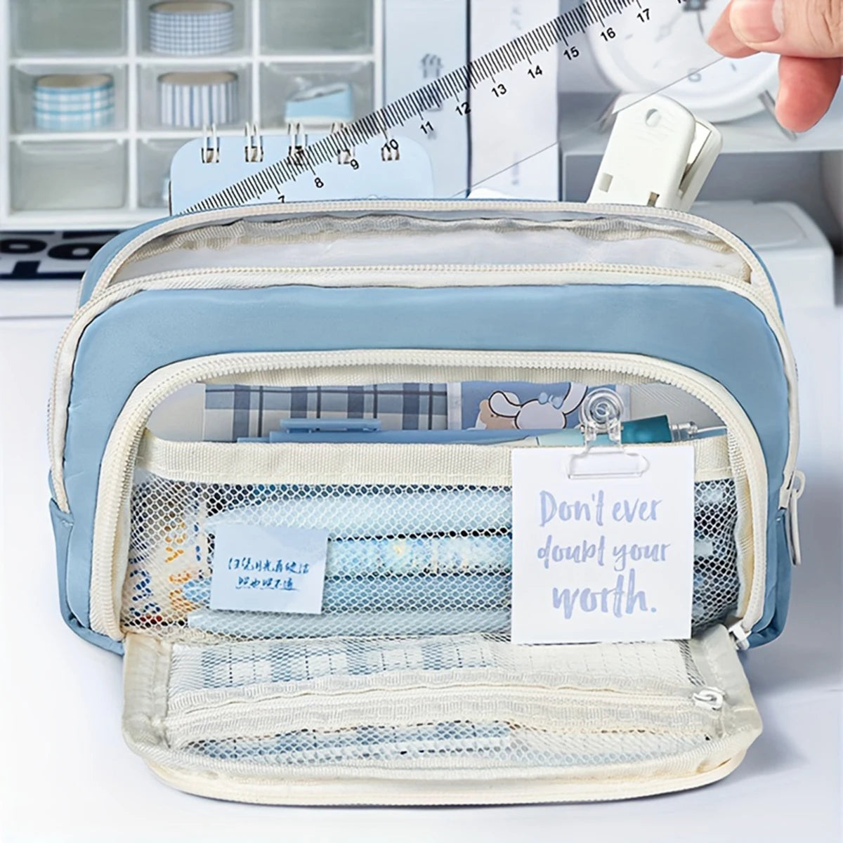 Kawaii Large Capacity Multi Layer Pencil Case Student Pencil Bag School Stationery Supplies Box And Makeup Storage Bag
