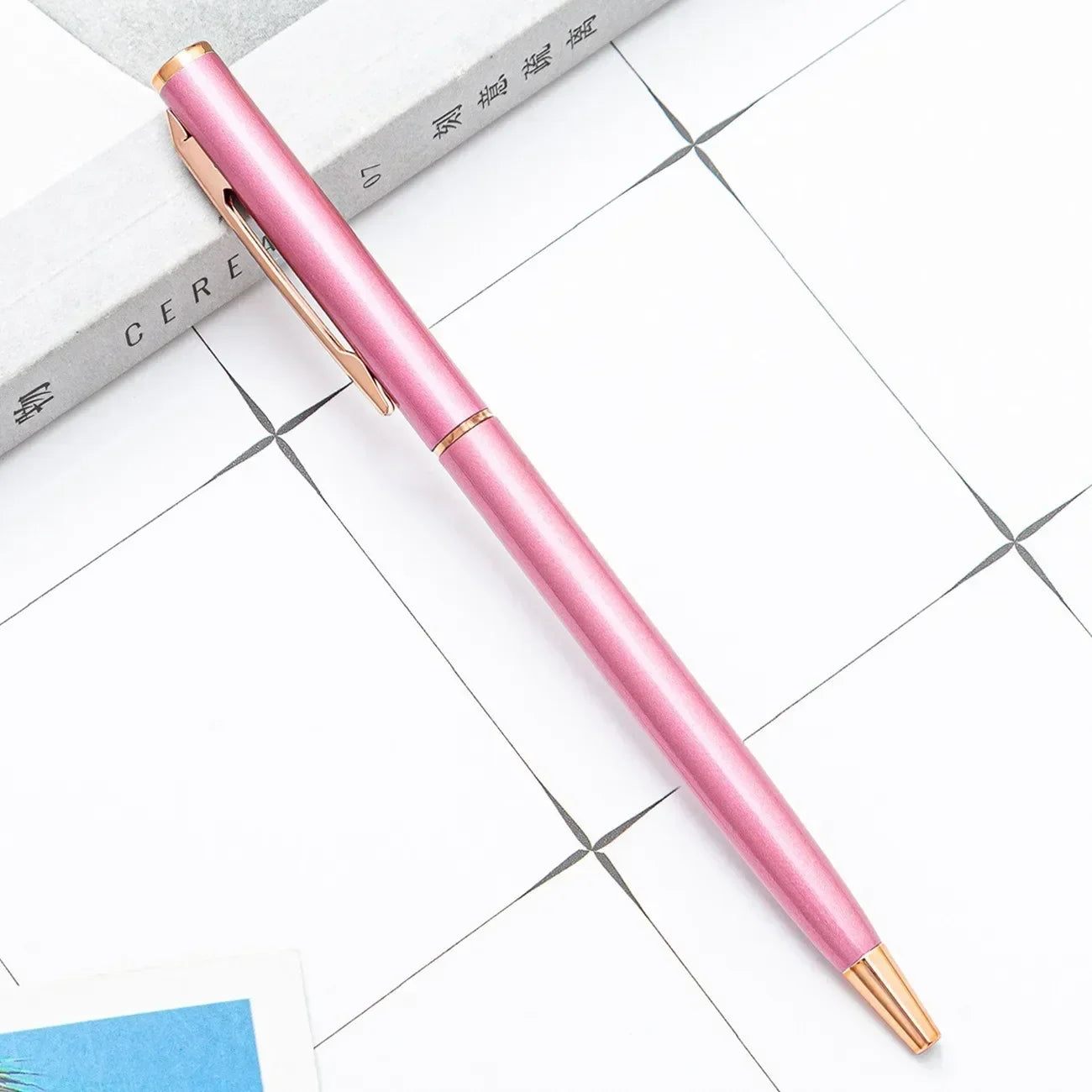 50 Pcs Metal Ballpoint Pen Rose Gold Pen Custom Logo Stationery Business Gift Lettering Engraved Name School&office Supplies