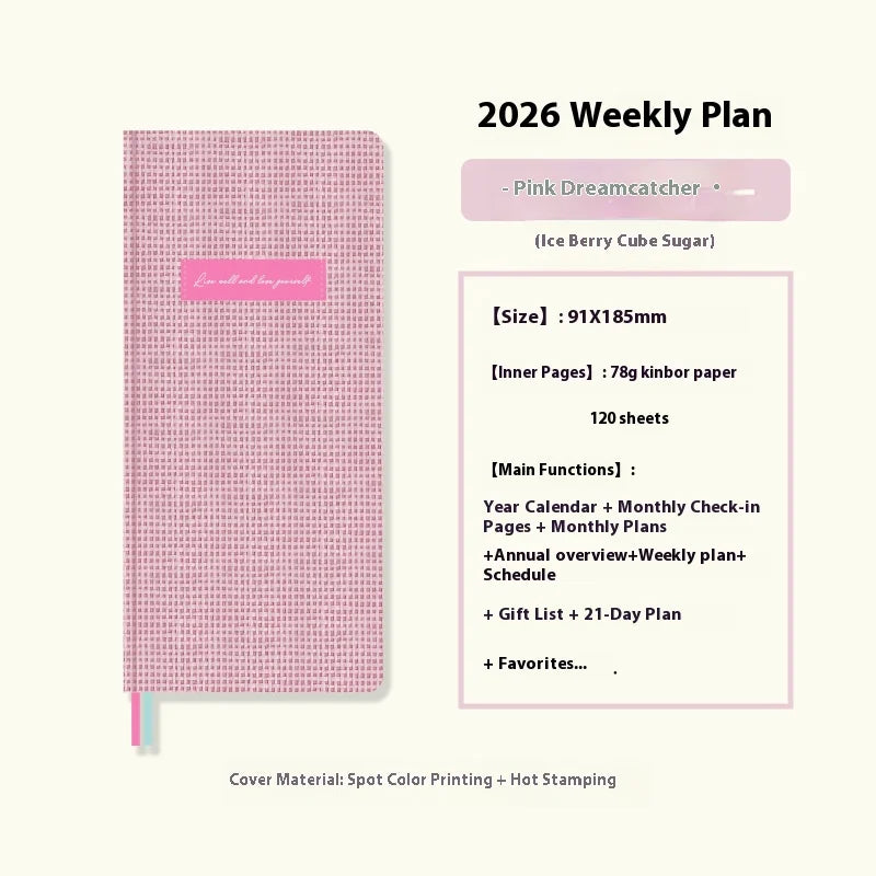 Kinbor 2026 Weekly Planner Pocket Size Notebook Week Plan Notepad Schedule Planning Book Punch Efficiency Manual Daily Writing