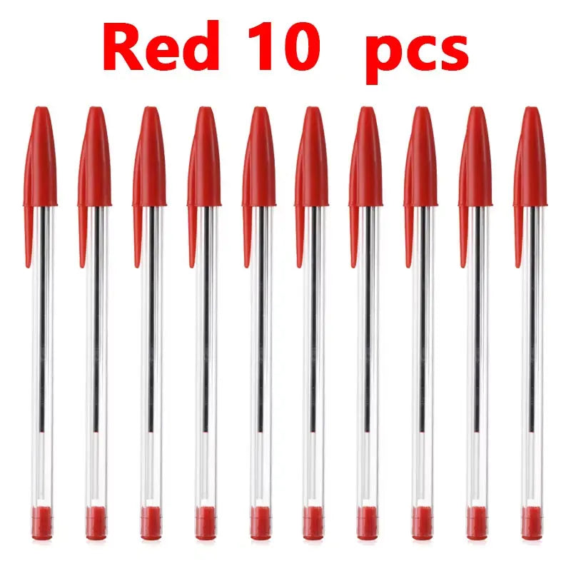 10Pcs/set Ballpoint Pens 1.0mm Blue Black Plastic Ball Point Pen Student Gift School Office Supplies Long Lasting Smooth Writing