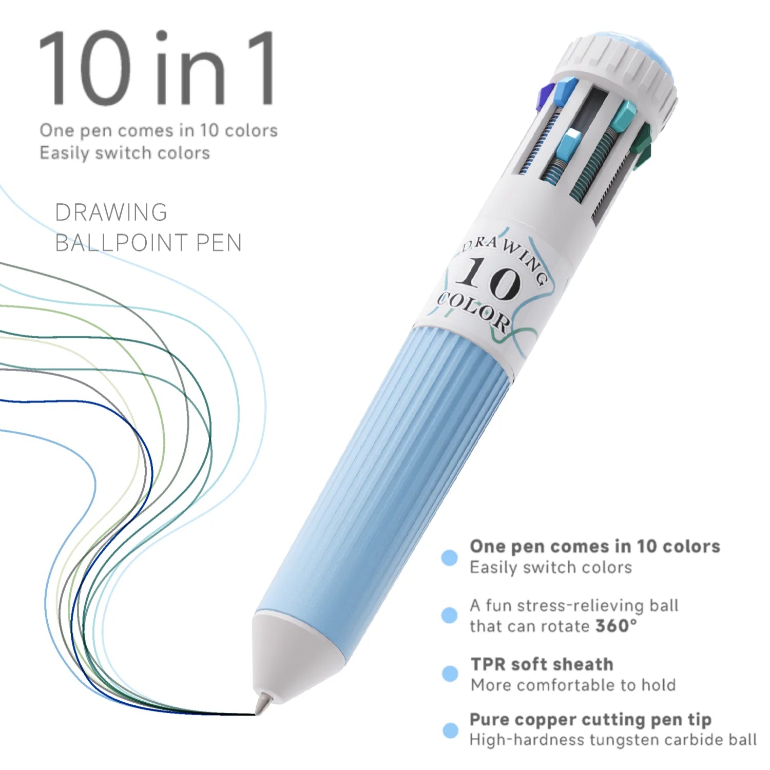 3/6 Pack Multicolor Pens,28/60 Colors, 10-in-1 Colored Ballpoint Pen,0.8mm Fine Point Smooth Writing,Retractable Ballpoint Pens