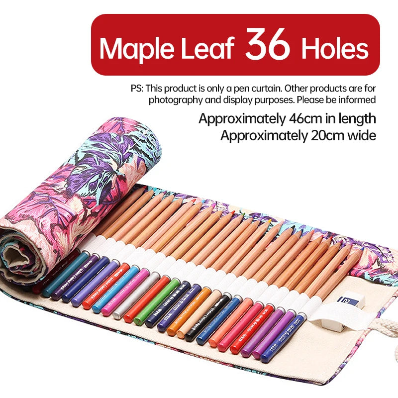 36/48/72 Hole Roll Pen Curtain Folding Pencil Case Multifunctional Pencil Bag Colored Pencil Holder Stationery School Supplies