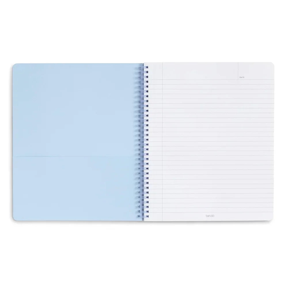 Large Spiral Notebook 11x9 Durable Metal Bound 160 Lined Pages College Ruled Double Sided Pocket Centerfold Design Perfect