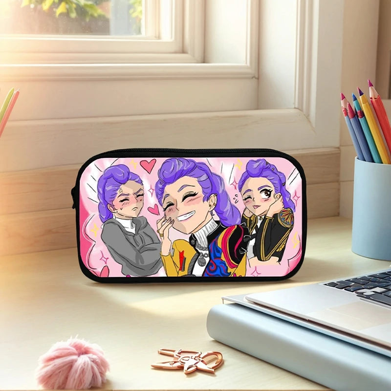 Kpop Demon Hunter Pencil Case Cartoon Huntrix Pencil Bag Student Pen Pouch School Stationery Box