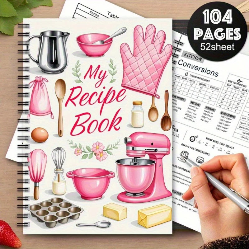 1 Recipe Notebook A kitchen planner with cute cooking patterns and pastel-colored food journal for home cooks and meal planners