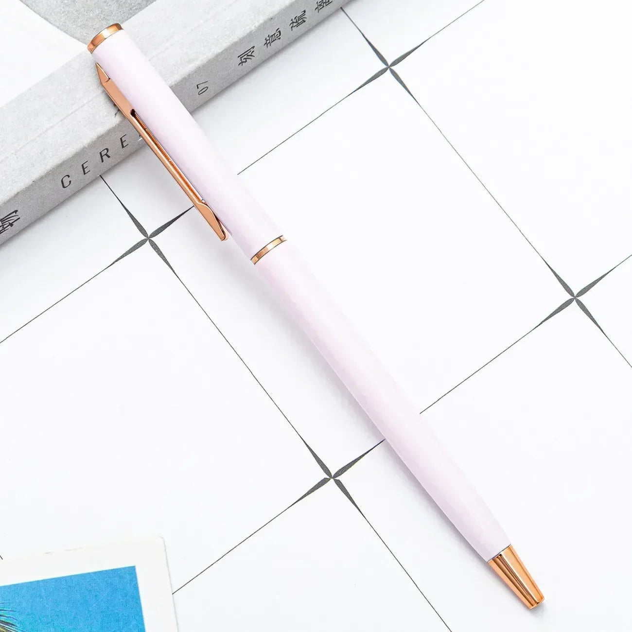 50 Pcs Metal Ballpoint Pen Rose Gold Pen Custom Logo Stationery Business Gift Lettering Engraved Name School&office Supplies