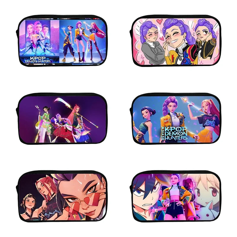 Kpop Demon Hunter Pencil Case Cartoon Huntrix Pencil Bag Student Pen Pouch School Stationery Box