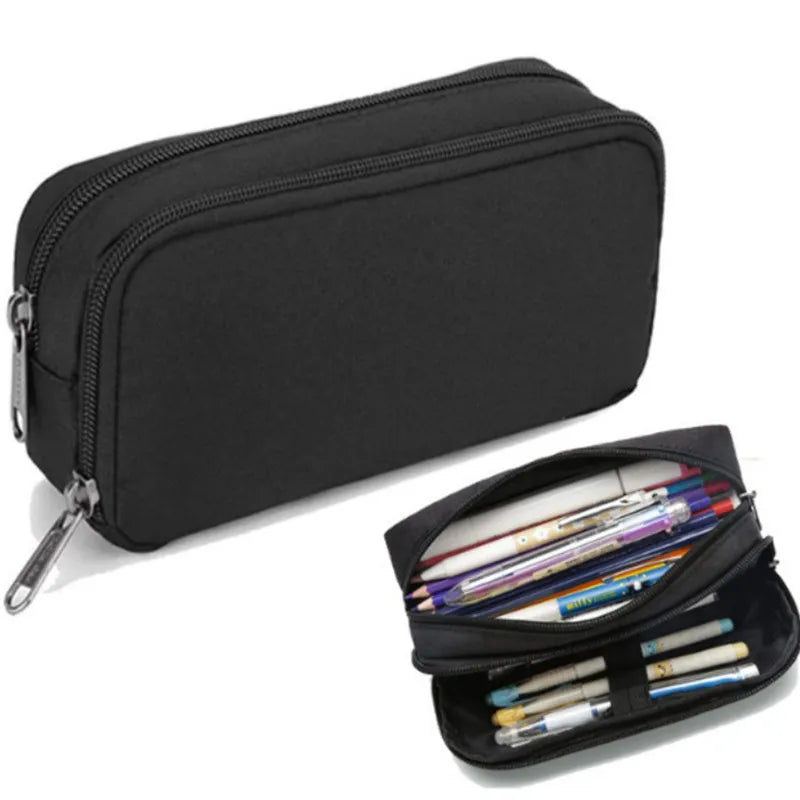 Pen Storage Bag Pencil Case 2 Layer Large Capacity Cosmetic High Quality Study Supplies Simple Student Stationary Boxes