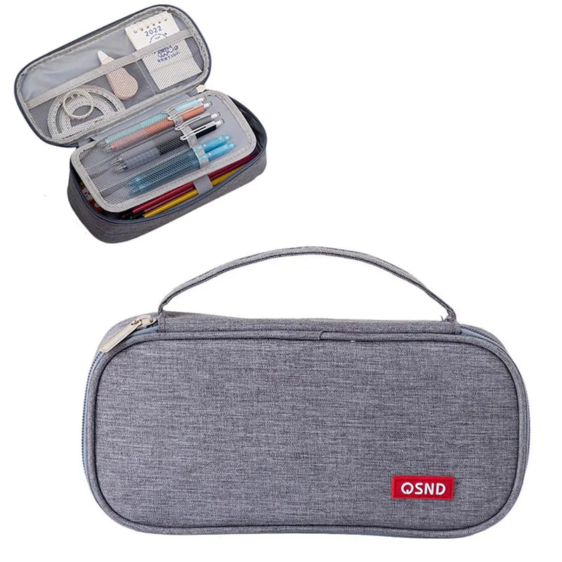 Pen Storage Bag Pencil Case 2 Layer Large Capacity Cosmetic High Quality Study Supplies Simple Student Stationary Boxes