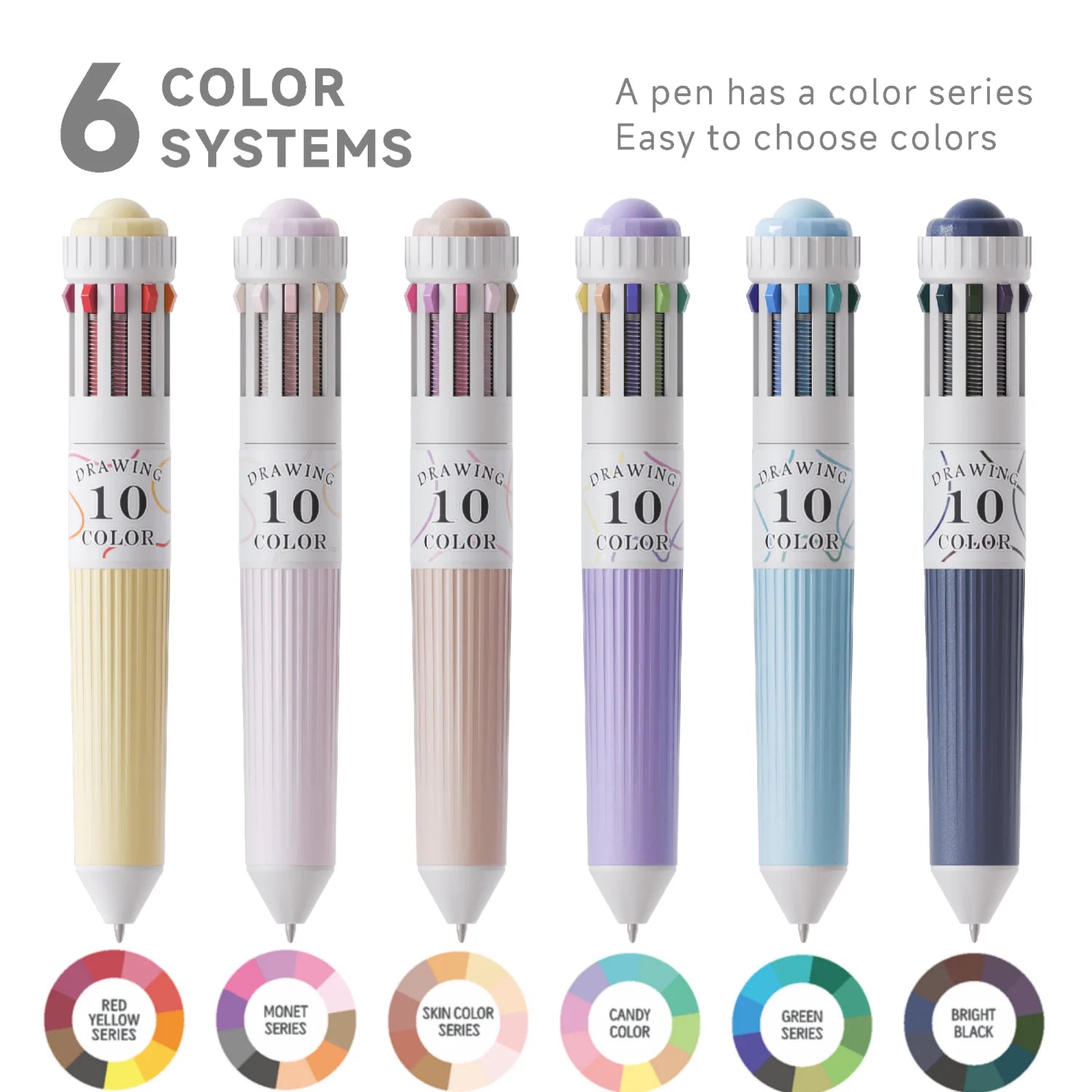 3/6 Pack Multicolor Pens,28/60 Colors, 10-in-1 Colored Ballpoint Pen,0.8mm Fine Point Smooth Writing,Retractable Ballpoint Pens