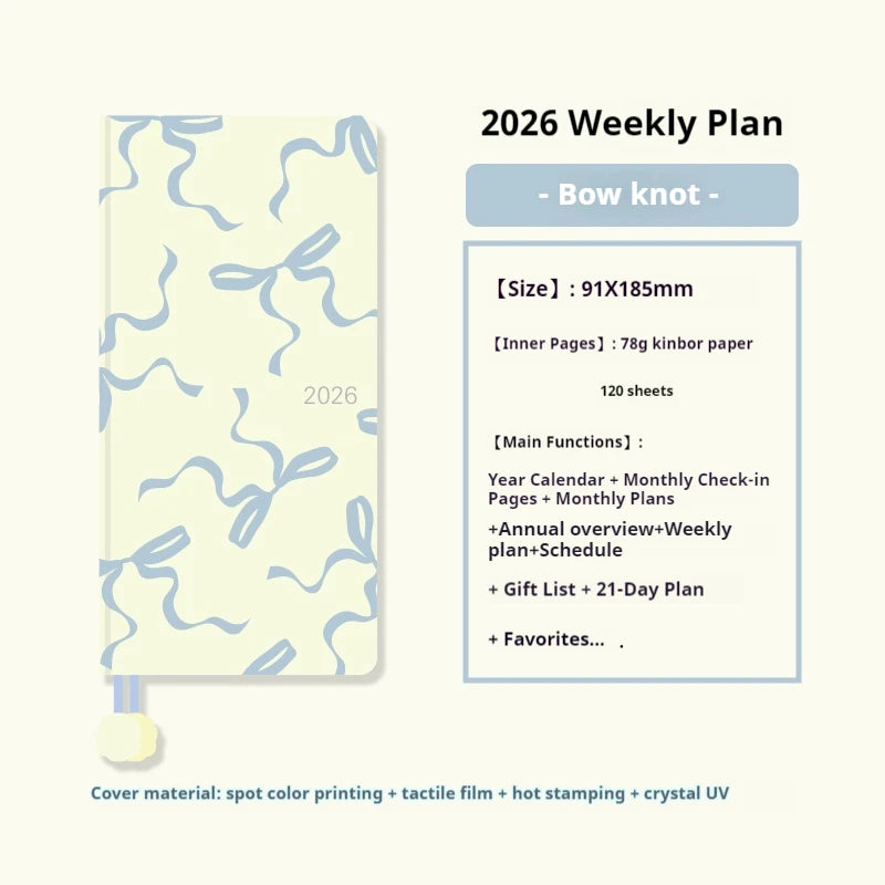 Kinbor 2026 Weekly Planner Pocket Size Notebook Week Plan Notepad Schedule Planning Book Punch Efficiency Manual Daily Writing