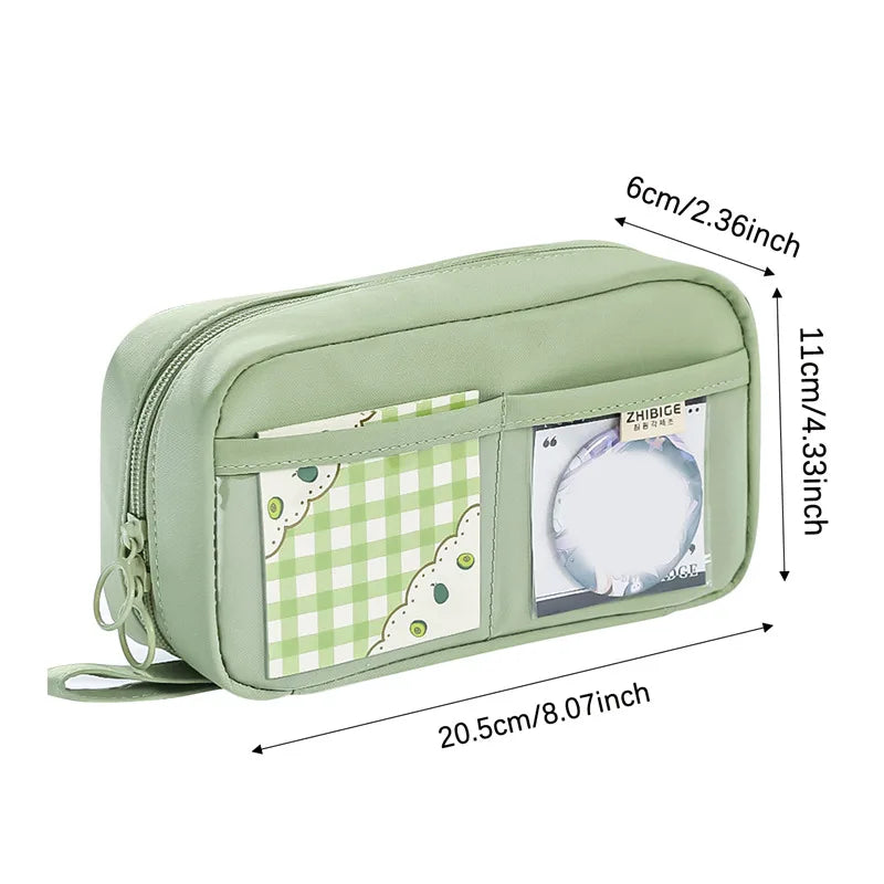 Pen Storage Bag Pencil Case 2 Layer Large Capacity Cosmetic High Quality Study Supplies Simple Student Stationary Boxes