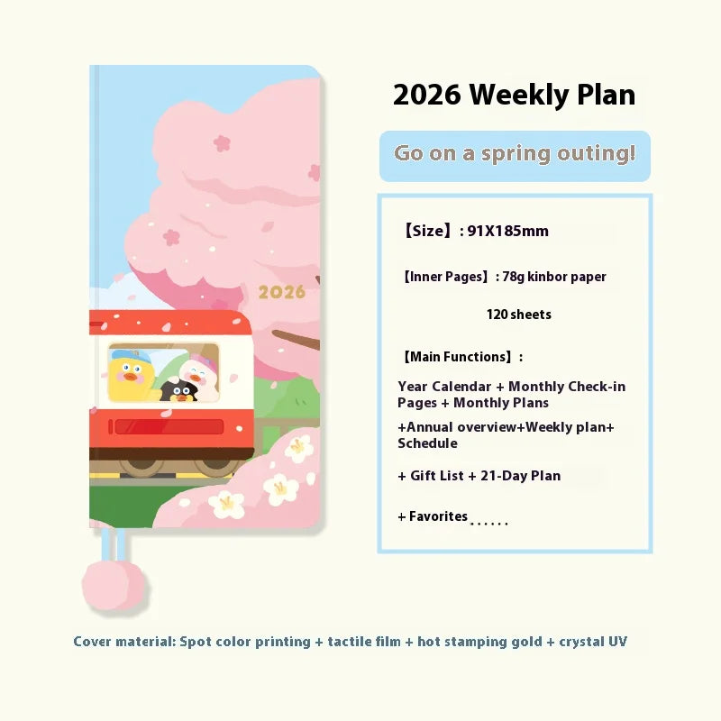 Kinbor 2026 Weekly Planner Pocket Size Notebook Week Plan Notepad Schedule Planning Book Punch Efficiency Manual Daily Writing