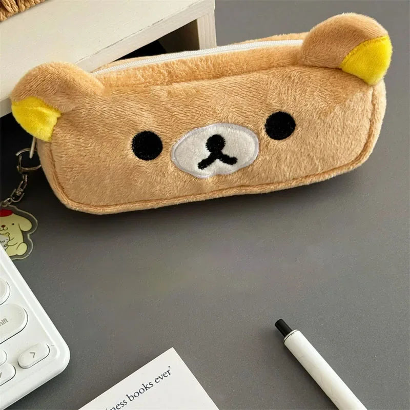 Kawaii Rilakkuma Pencil Cases For Kids Girls Cute Cartoon Bear Pencil Pouch Organizer Pen Bag School Stationeries Gifts Ins Hot