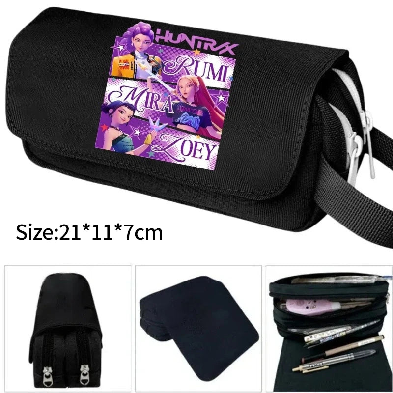 Kpop Demon Hunter Pencil Case Cartoon Huntrix Pencil Bag Student Pen Pouch School Stationery Box