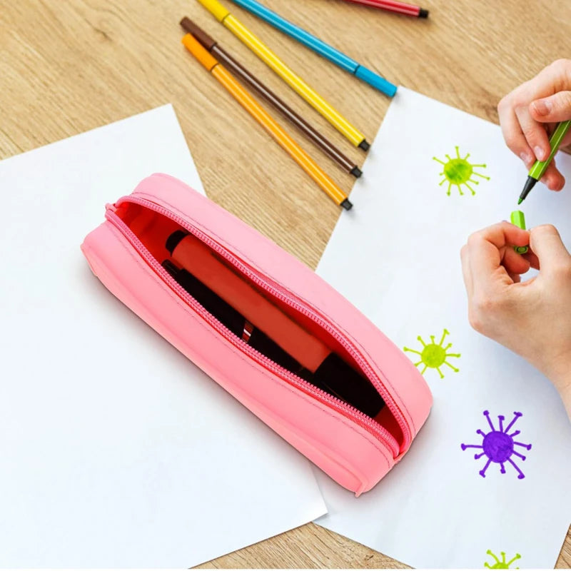 New Kawaii Colorful Silicone Pencil Case Cute Fashion Pencil Bag Stationery Storage Pouch Student School Supplies Student Gift