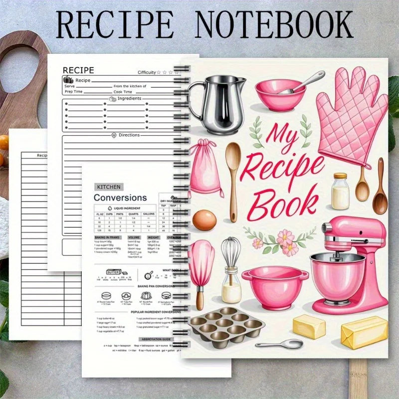 1 Recipe Notebook A kitchen planner with cute cooking patterns and pastel-colored food journal for home cooks and meal planners