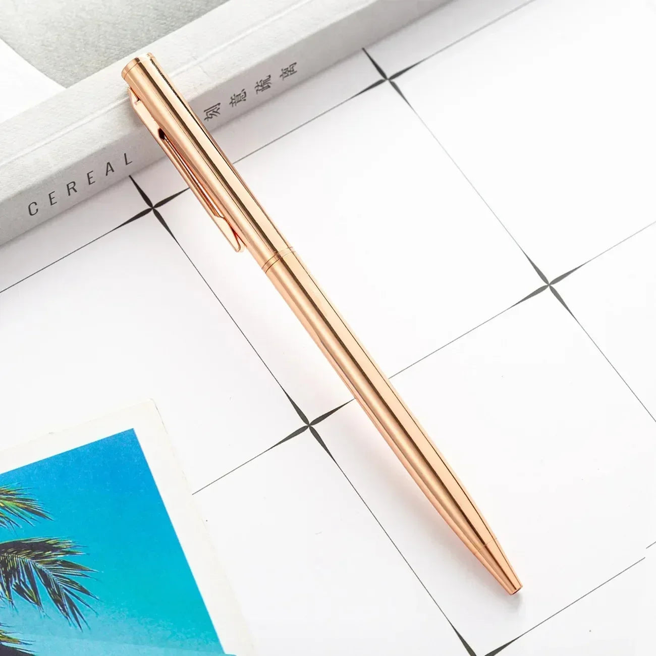 50 Pcs Metal Ballpoint Pen Rose Gold Pen Custom Logo Stationery Business Gift Lettering Engraved Name School&office Supplies