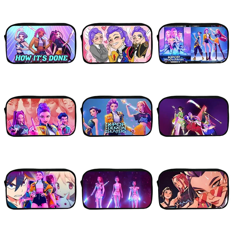 Kpop Demon Hunter Pencil Case Cartoon Huntrix Pencil Bag Student Pen Pouch School Stationery Box