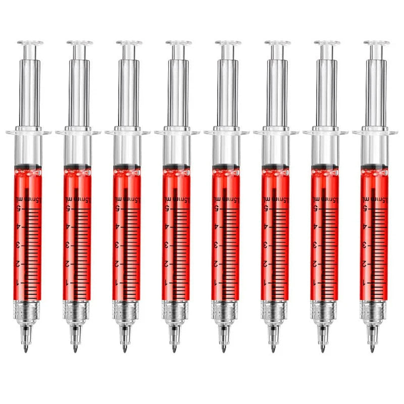 8Pcs Novelty Syringe Ballpoint Pens Cute Stationery  nurse pen  Ballpoint Pen 0.5mm Ballpen