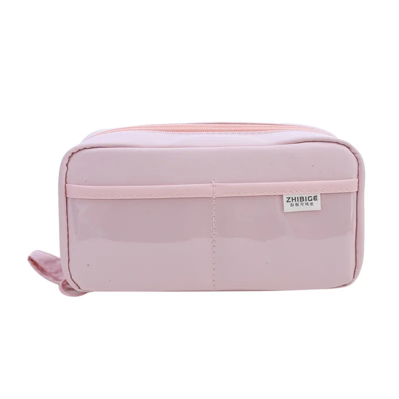 Pen Storage Bag Pencil Case 2 Layer Large Capacity Cosmetic High Quality Study Supplies Simple Student Stationary Boxes