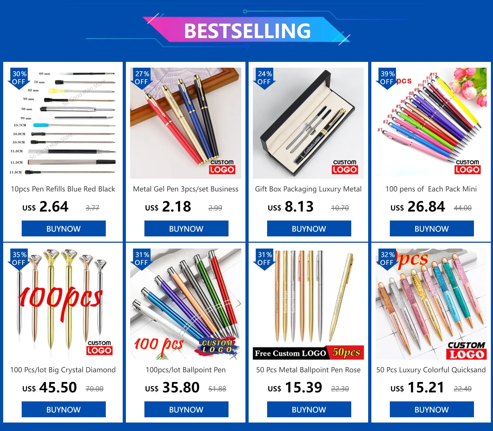 100 Pcs 13-color Metal 2-in-1 Stylus Universal Ballpoint Pen Custom Logo Text Engraving Office School Advertising Pen Wholesale