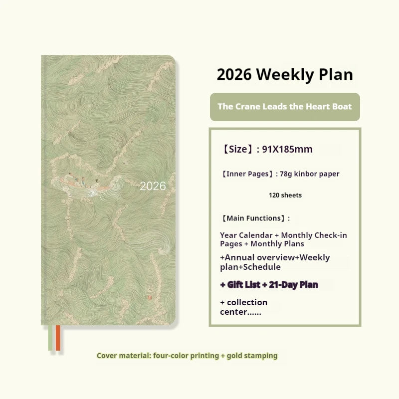 Kinbor 2026 Weekly Planner Pocket Size Notebook Week Plan Notepad Schedule Planning Book Punch Efficiency Manual Daily Writing
