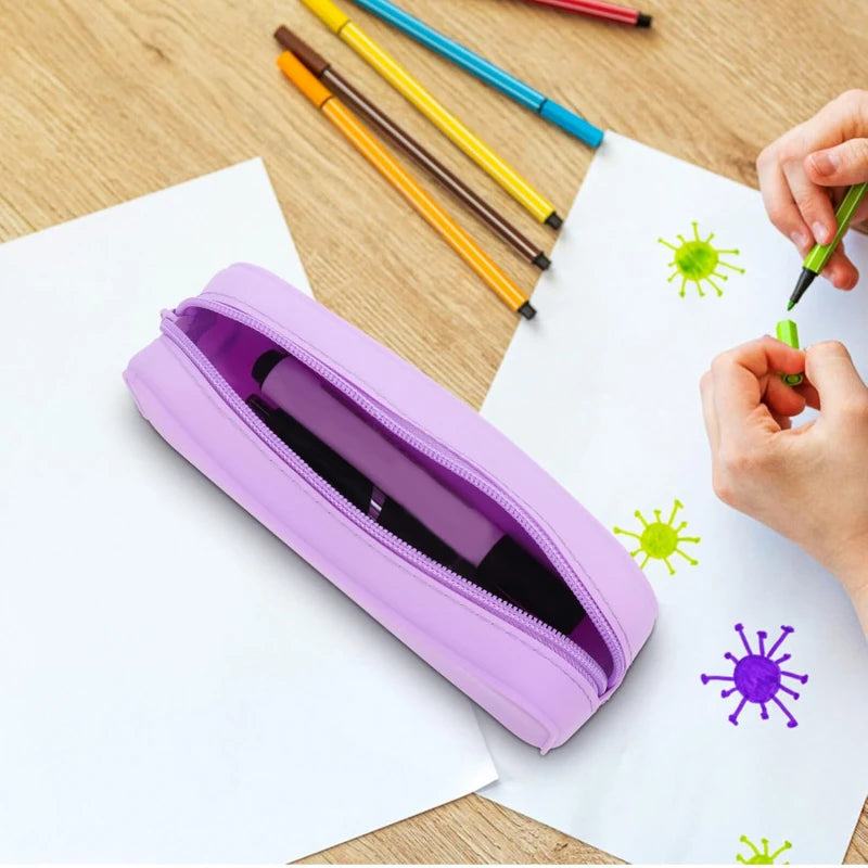 New Kawaii Colorful Silicone Pencil Case Cute Fashion Pencil Bag Stationery Storage Pouch Student School Supplies Student Gift