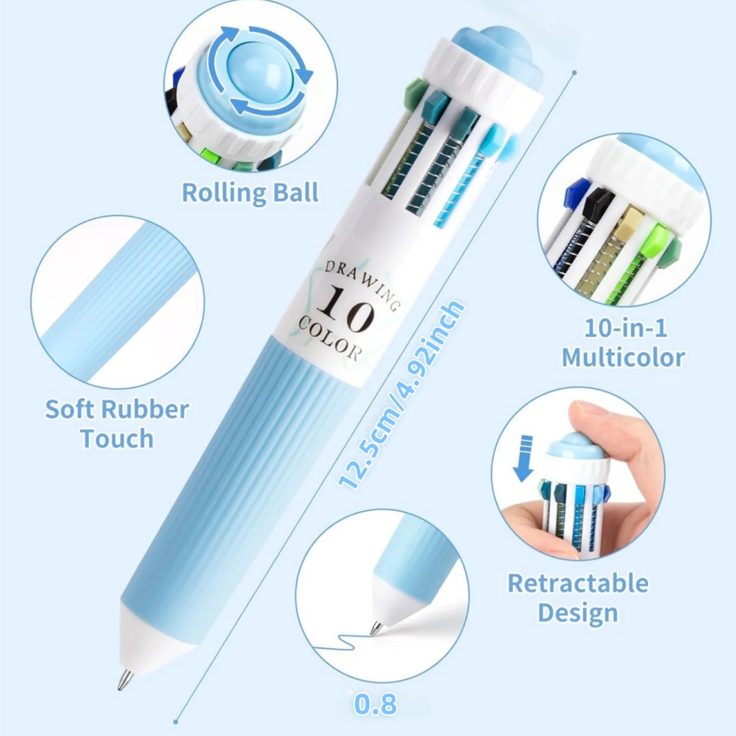 3/6 Pack Multicolor Pens,28/60 Colors, 10-in-1 Colored Ballpoint Pen,0.8mm Fine Point Smooth Writing,Retractable Ballpoint Pens