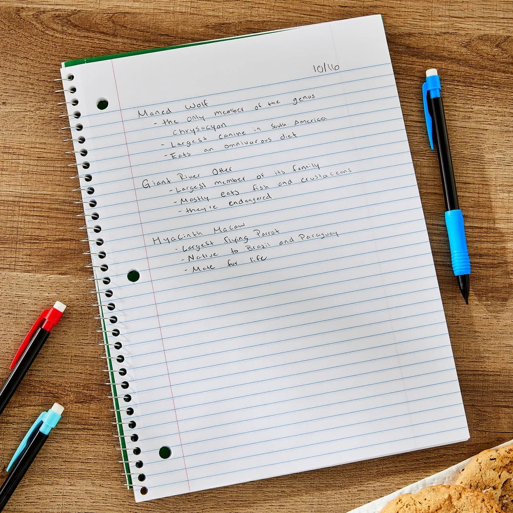 Spiral Bound College Rule Notebook 24 Pack 8x10.5 Inches 70 Sheets Micro-Perforated Green School Supplies