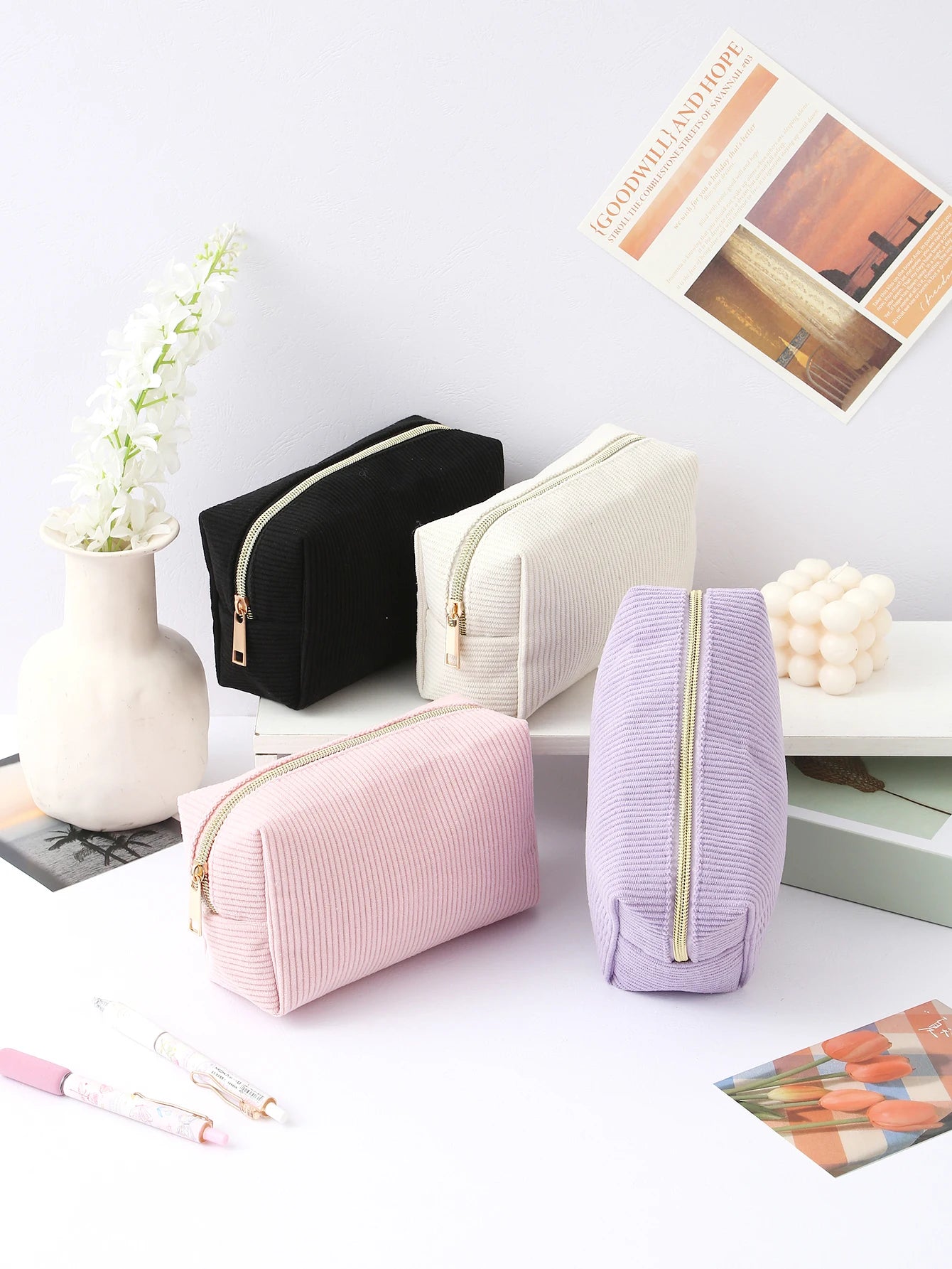 1pc vertical stripe single-layer pencil case, student school supplies storage bag, a must-have for the back-to-school season