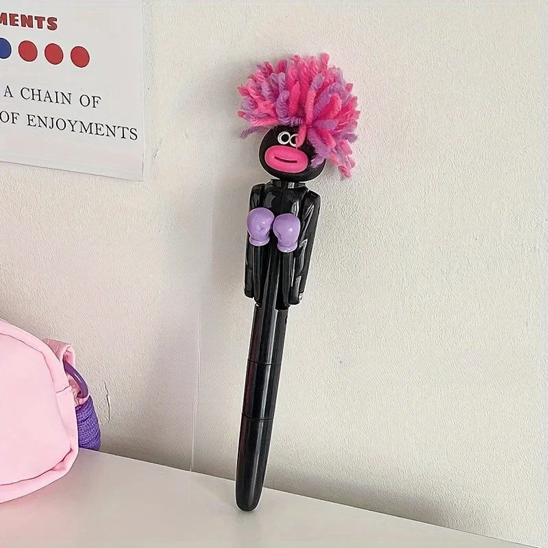 Furry Mechanical Boxing Stress Relief Pen Cartoon Funny Big Mouth Ballpoint Pen Stress Relief Office Supplies Creative Gift