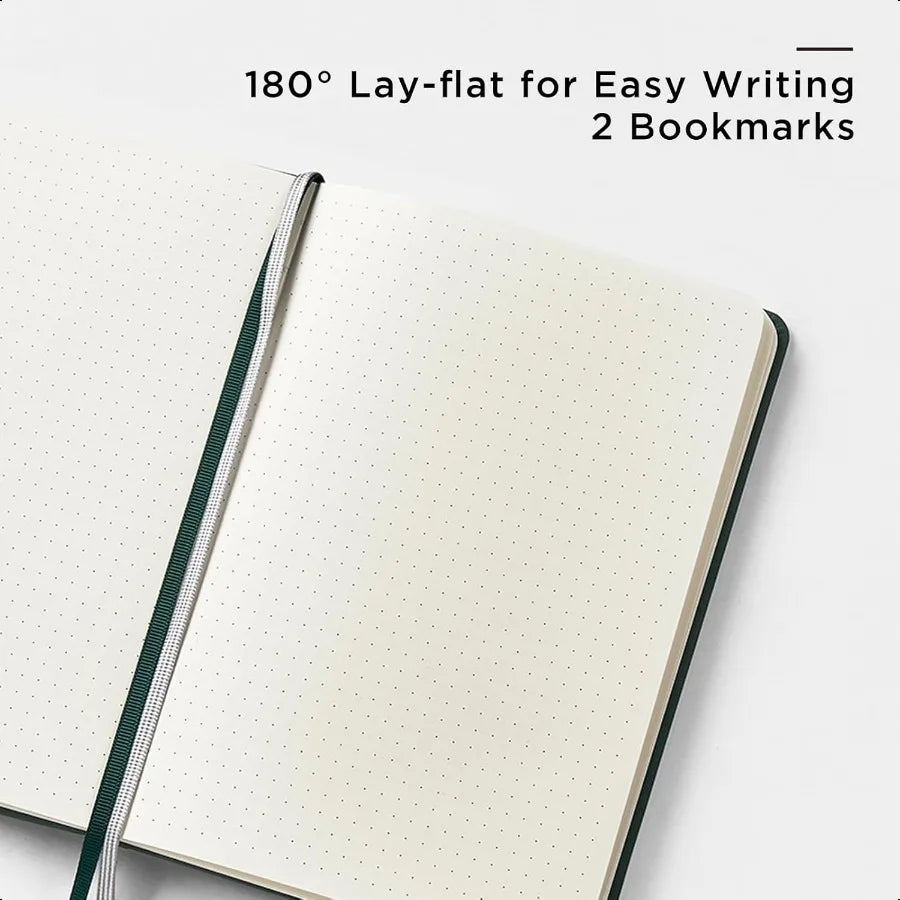 Dotted Journal Notebook A5 Hardcover Leather Journal 160 Pages 100 gsm Thick Dotted Paper3 Sheets of Stickers Included 5.7'' x
