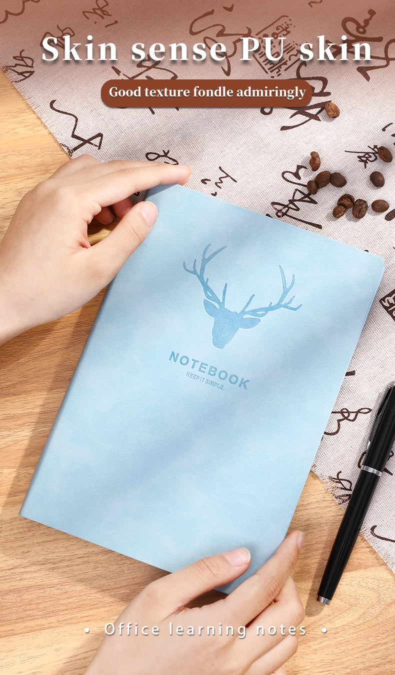 Popular A5 size deer head notebook, business notebook, portable diary, office meeting sketchbook, 180 pages