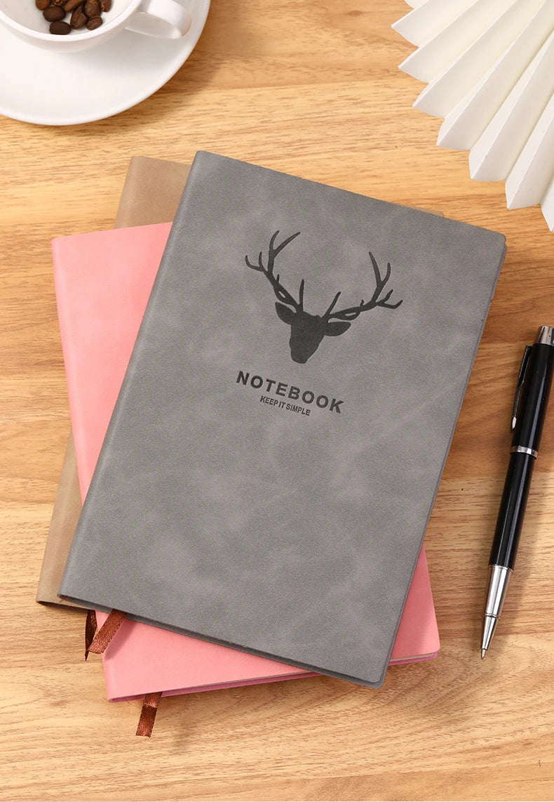 Popular A5 size deer head notebook, business notebook, portable diary, office meeting sketchbook, 180 pages