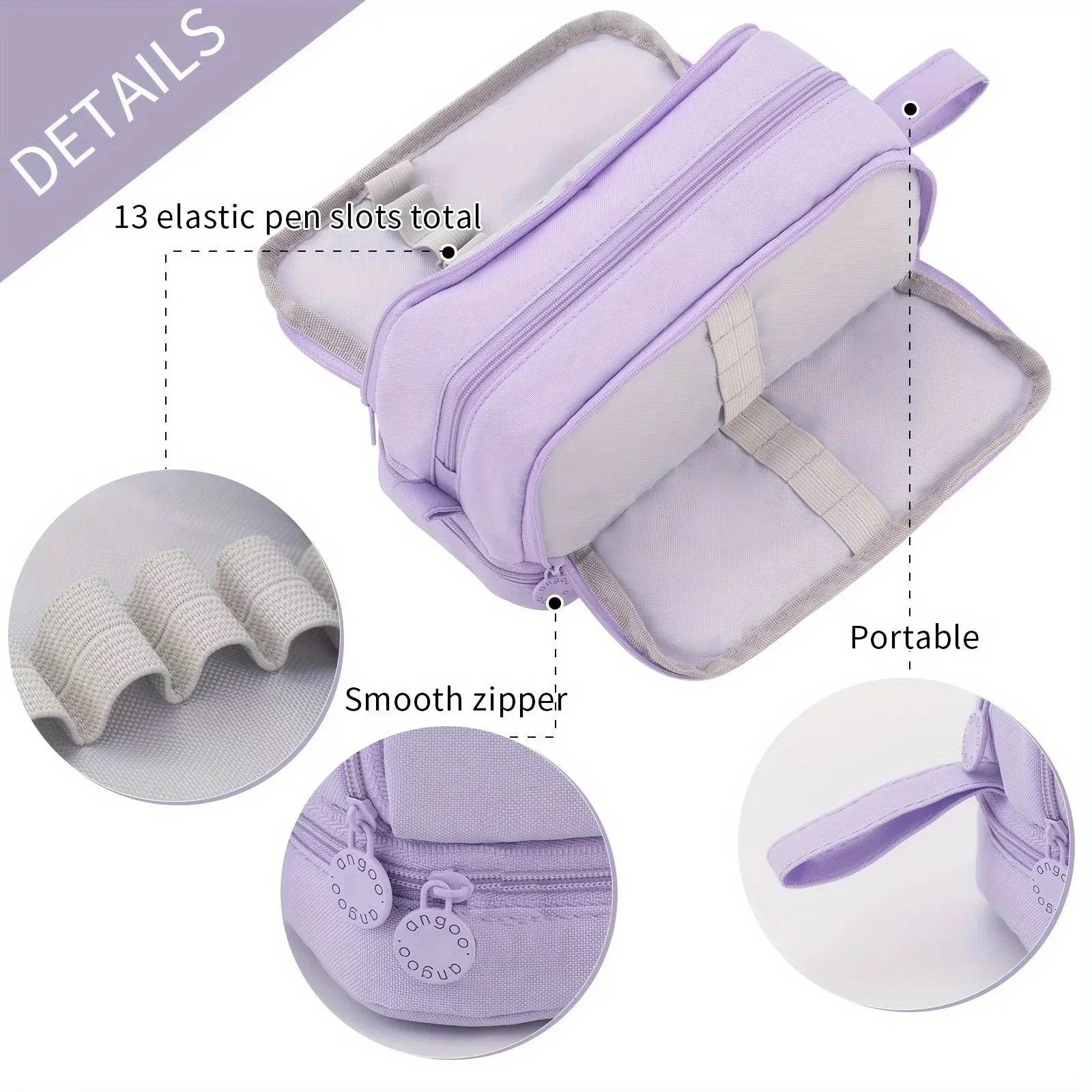 Large capacity stationery case, durable oxford cloth pencil case, portable organizer for school, office and university supplies