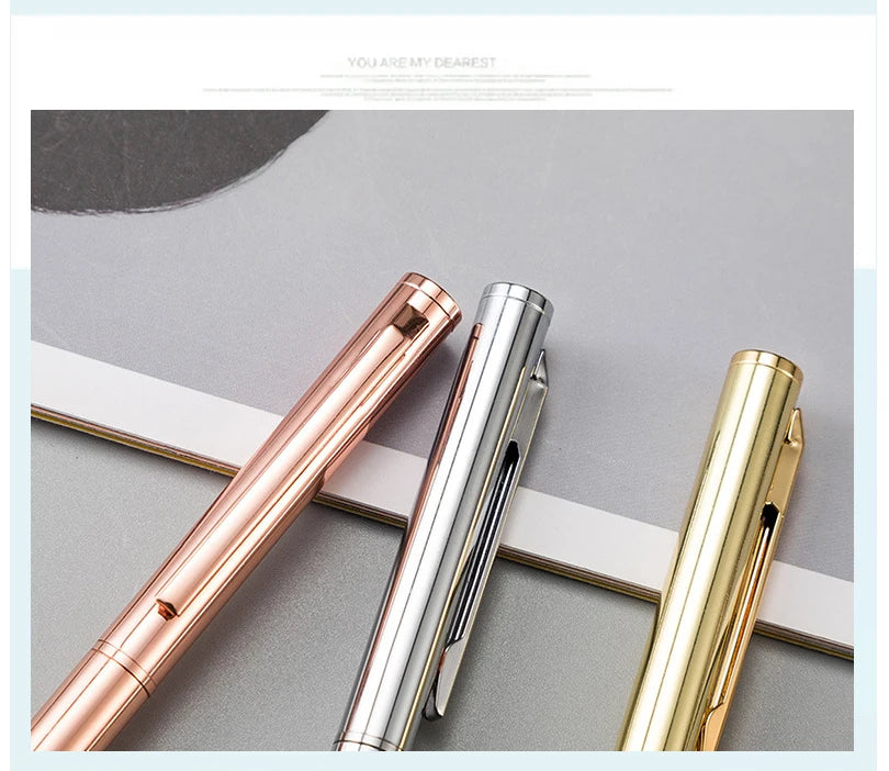 50 Pcs Metal Ballpoint Pen Rose Gold Pen Custom Logo Stationery Business Gift Lettering Engraved Name School&office Supplies