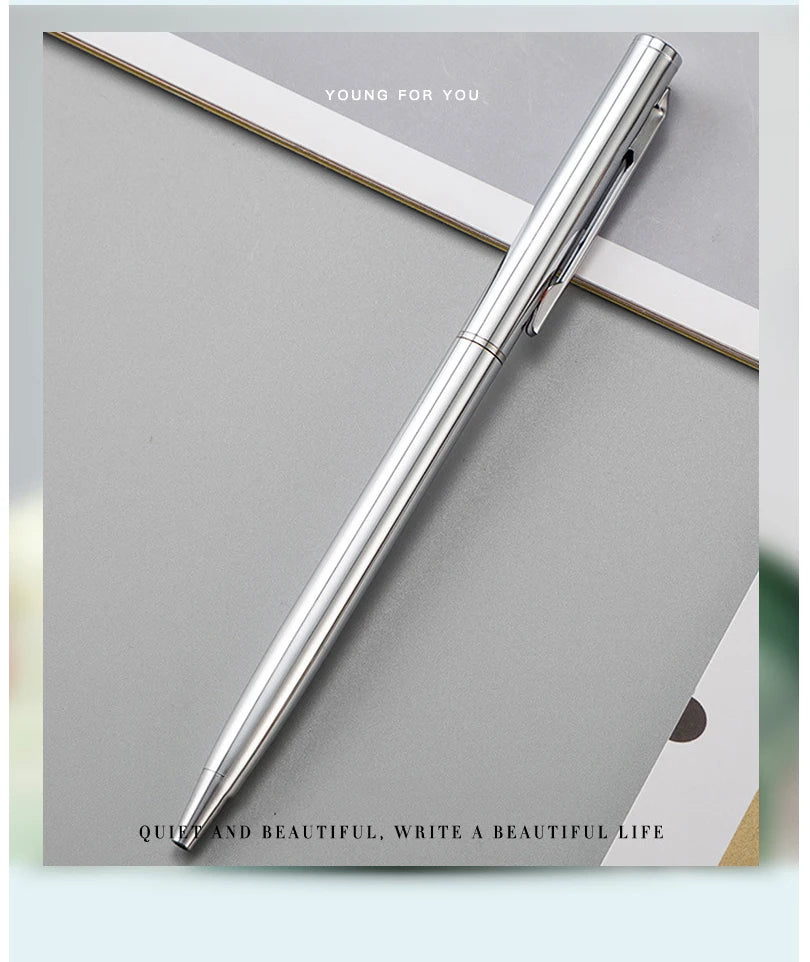 50 Pcs Metal Ballpoint Pen Rose Gold Pen Custom Logo Stationery Business Gift Lettering Engraved Name School&office Supplies