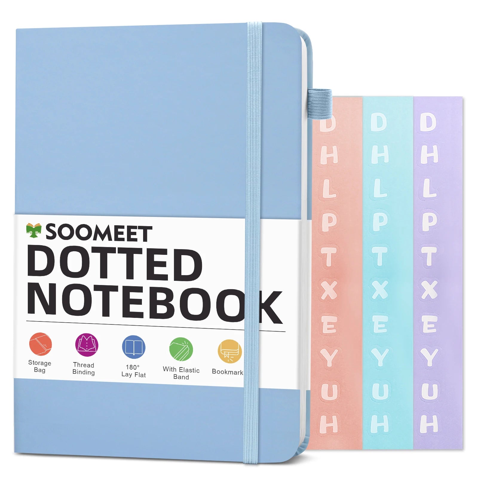 Hardcover A6 Dot Grid Journal Retro Blue Bandage Design Compact Portable Mini Notebook for Notes Sketching and Bullet Journaling
