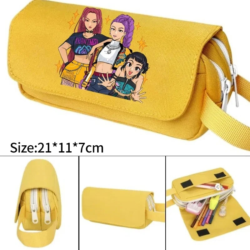 Kpop Demon Hunter Pencil Case Cartoon Huntrix Pencil Bag Student Pen Pouch School Stationery Box