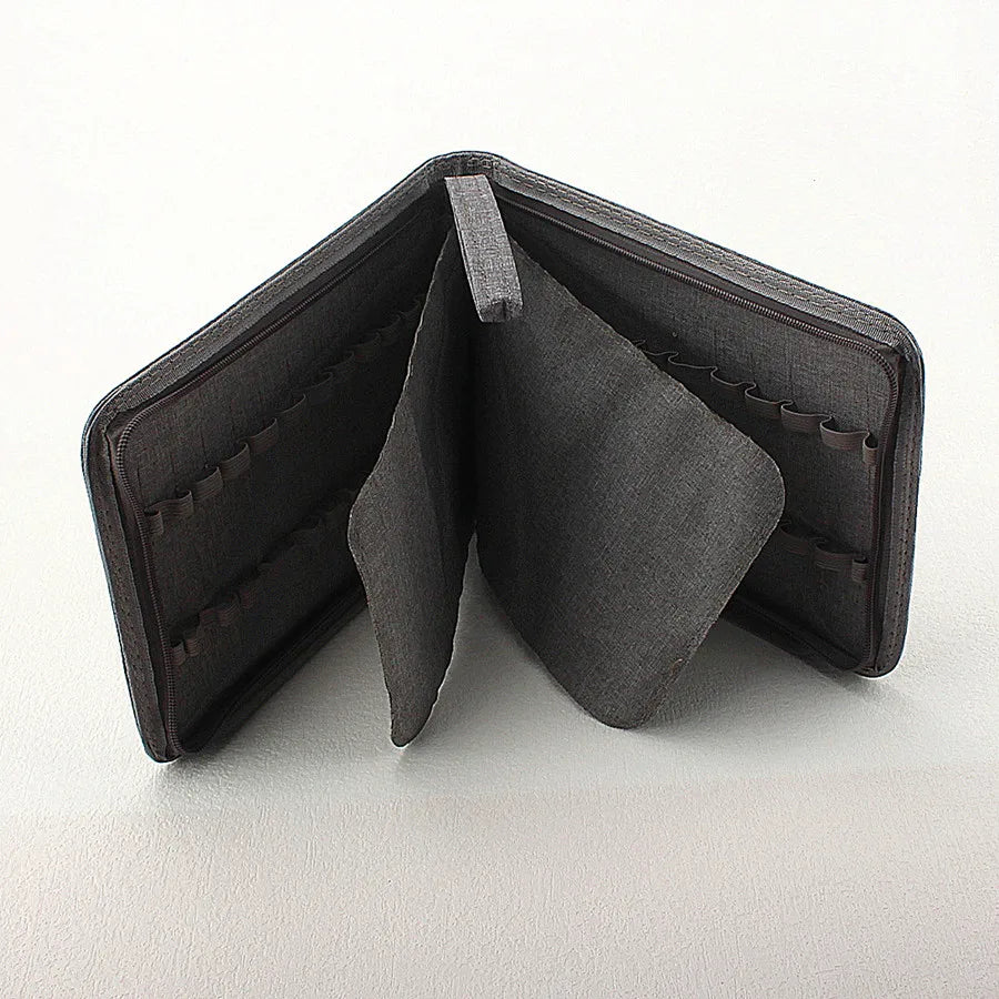 10/24/48 Slots Fountain Pen Case Pencil Case Pouch Bag Canvas Case Black, Gray