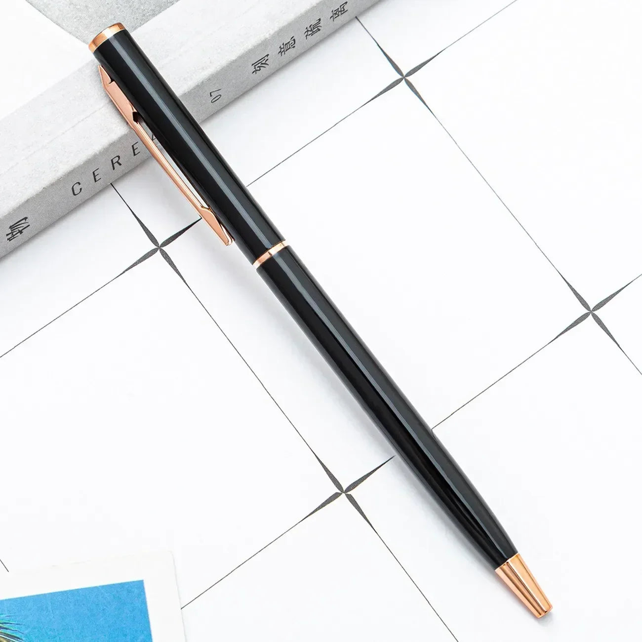 50 Pcs Metal Ballpoint Pen Rose Gold Pen Custom Logo Stationery Business Gift Lettering Engraved Name School&office Supplies