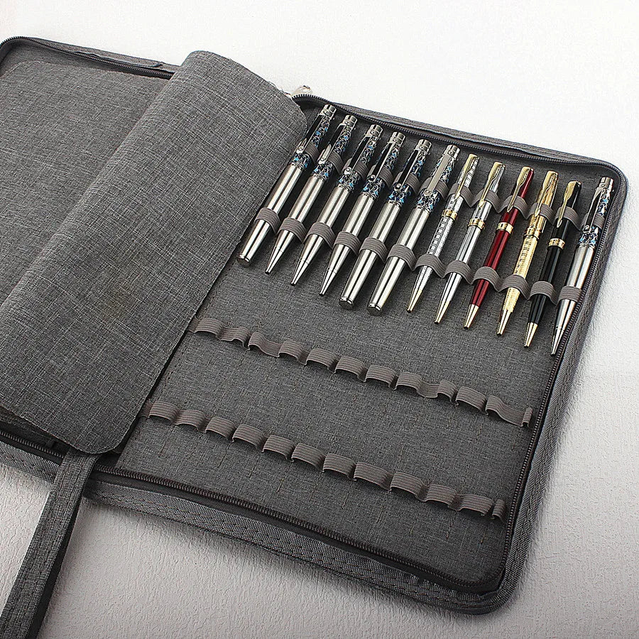 10/24/48 Slots Fountain Pen Case Pencil Case Pouch Bag Canvas Case Black, Gray