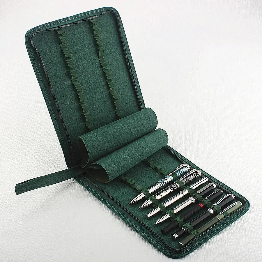 48 /24/10 Slots Zipper Pen Case Jinhao 10 Retractable Press Fountain Pen Pencil Pouch Bag Canvas Case