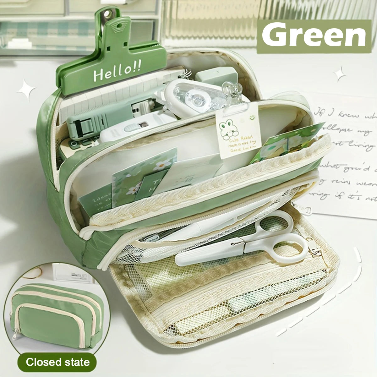 Kawaii Large Capacity Multi Layer Pencil Case Student Pencil Bag School Stationery Supplies Box And Makeup Storage Bag