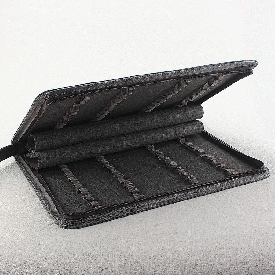 10/24/48 Slots Fountain Pen Case Pencil Case Pouch Bag Canvas Case Black, Gray