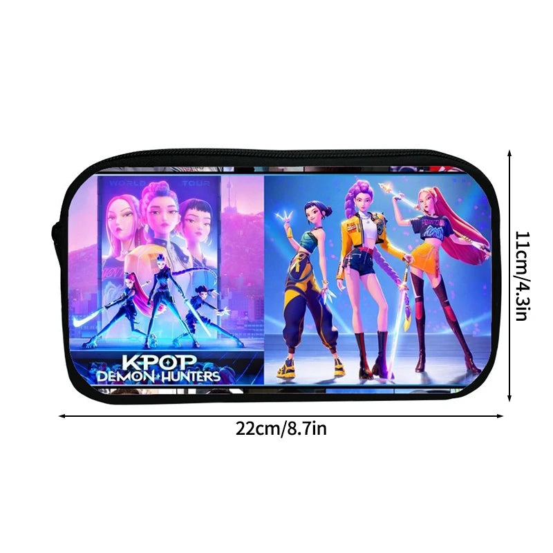 Kpop Demon Hunter Pencil Case Cartoon Huntrix Pencil Bag Student Pen Pouch School Stationery Box
