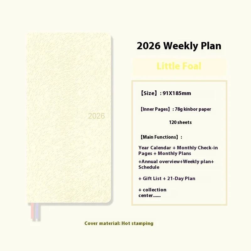 Kinbor 2026 Weekly Planner Pocket Size Notebook Week Plan Notepad Schedule Planning Book Punch Efficiency Manual Daily Writing